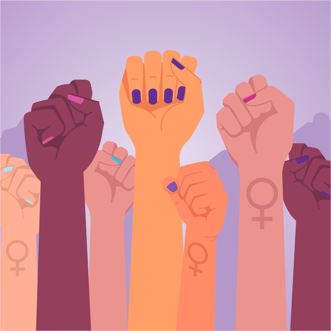 Woman's hands in fists showing solidarity with the right to choose movement. 